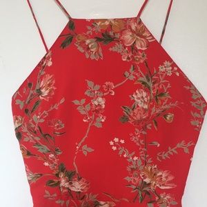TOPSHOP Red Floral Strappy Dress